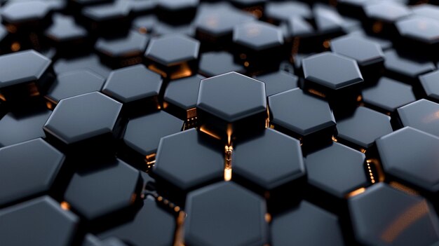 Photo black hexagon abstract background with futuristic patterns