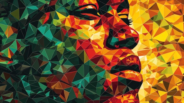 Black History Month African American History in the United States Red Yellow Green polygon mosaic Freedom holiday Celebrated annually in February Poster design art illustration