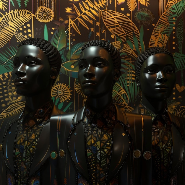 Месяц черной истории афроамериканское трио статуй