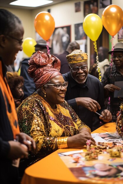 Photo a black history month celebration in a community hall