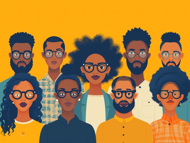 Photo black history month colourful abstract illustration of diverse representations of africanamerican