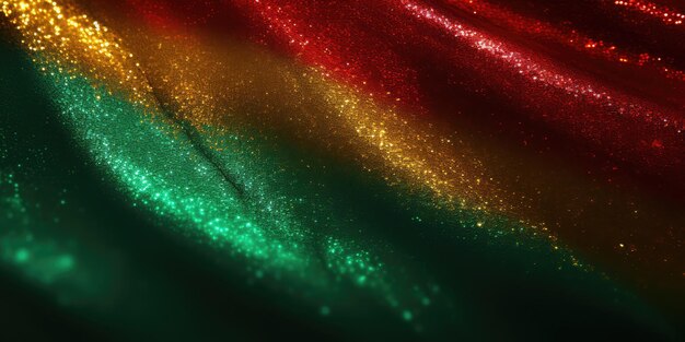 Black History Month concept Abstract green yellow and red color glitter sparkle background Space