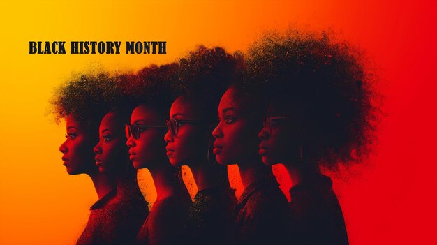 Photo black history month concept group of african american women with afro hairstyle