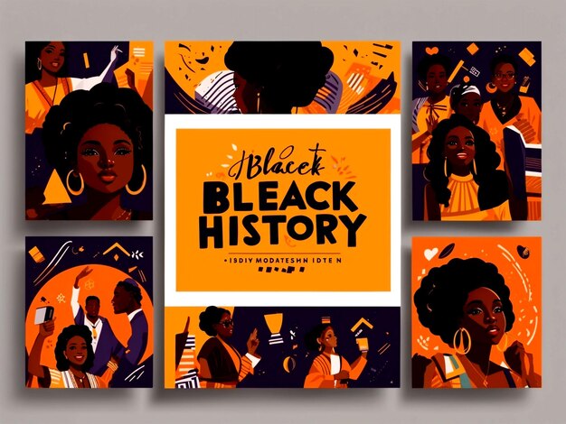 Photo black history month instagram social media post feed template black history month banner template