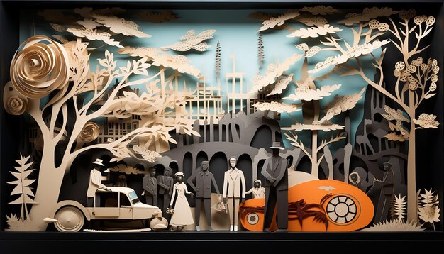 Black history month layered paper art diorama