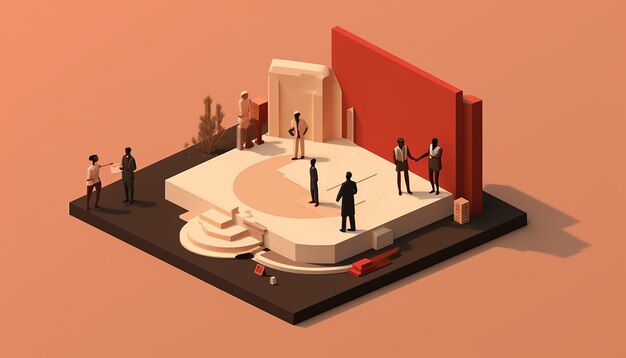 Photo black history month minimalist diorama isometric