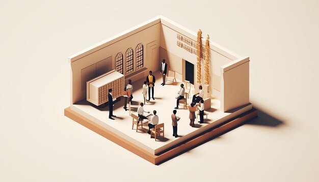 Black history month minimalist diorama isometric