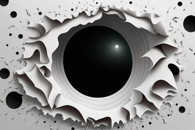 Black hole on a background of white paper