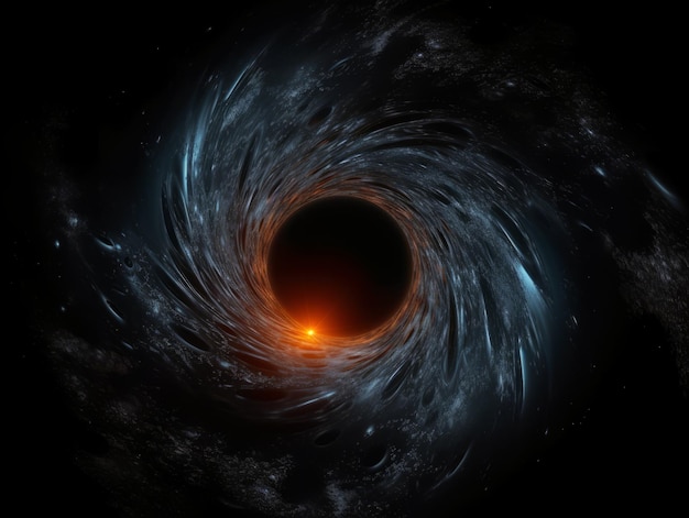 black hole in a black hole with a bright orange light in the center