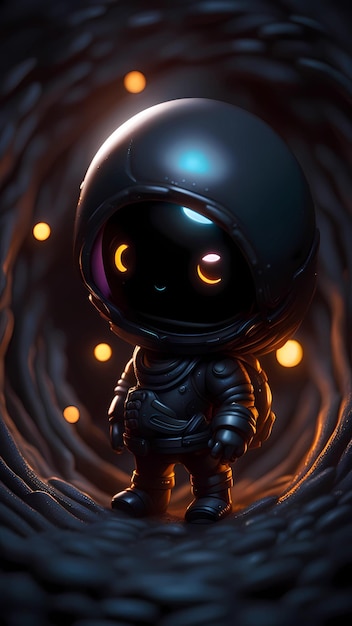 Black hole cartoon character design concept artwork illustration