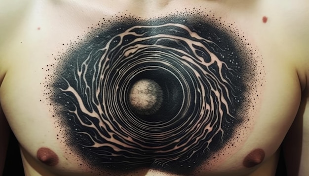 black hole in the center of mans chest