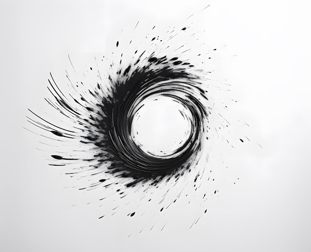 Photo black hole design spiral particles isolated swirl vector ink circle whorl attractor