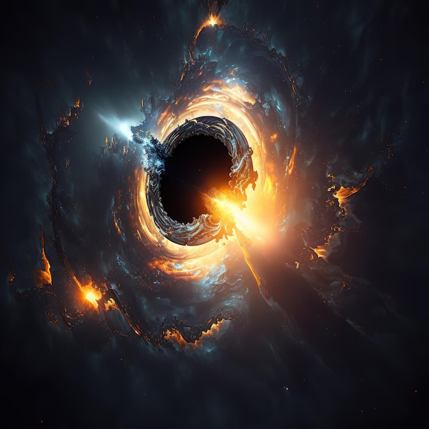 A black hole is surrounded by flames and the word black is visible.