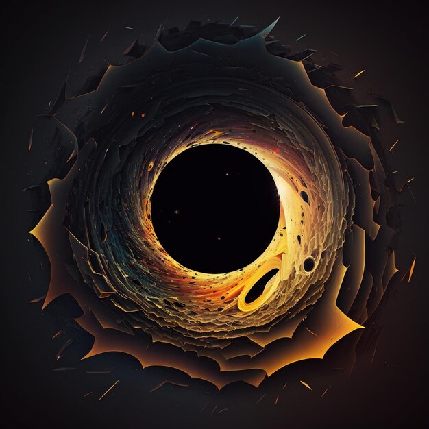 Black hole panoramic illustration view from dark space