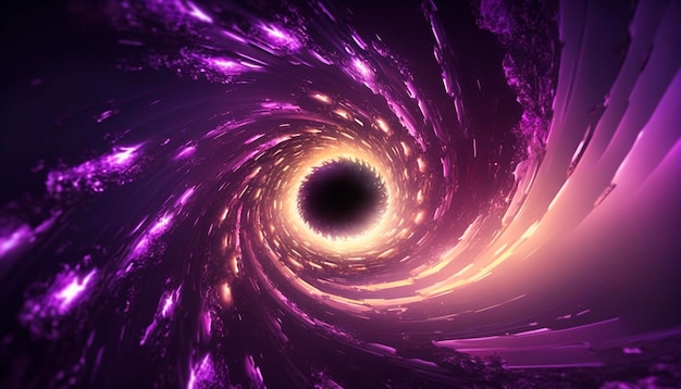 A black hole in a purple tunnel with a black hole in the middle.