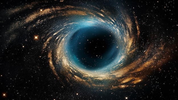 Black hole in a space Colored stars and galaxy around