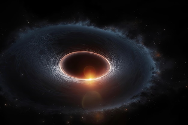 Black hole in space computer generated abstract background 3D rendering A black hole with glowing nebulous clouds swirling around it in deep space AI Generated