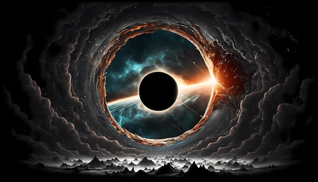 Черная дыра в космическом гравитационном притяжении