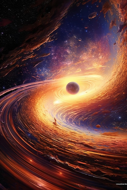 Photo a black hole in space with a black hole in the center.