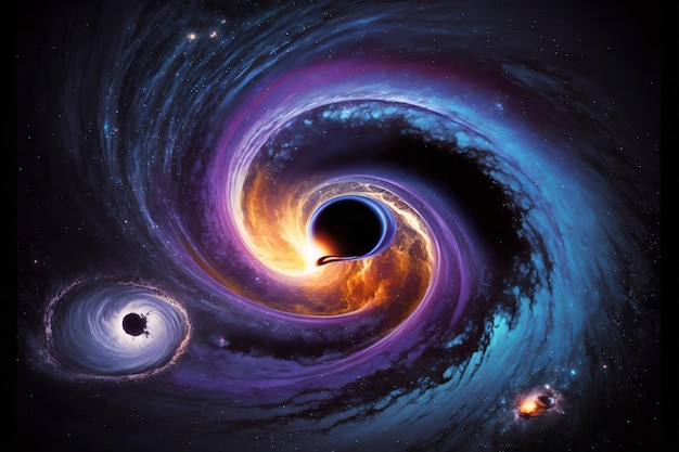 A black hole in space with a black hole in the center.