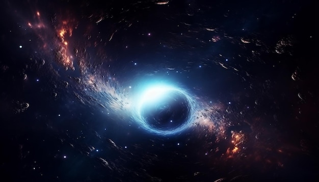 black hole in universe wormhole and stars in outer