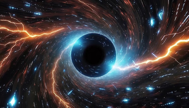 写真 ブラックホール・ヴォルテックス (black hole vortex) は科学コンセプトの外側のライトフラッシュでワイドスクリーンベクトルです