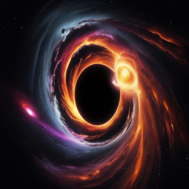 写真 ブラックホールとカラフルなイベントホライゾン