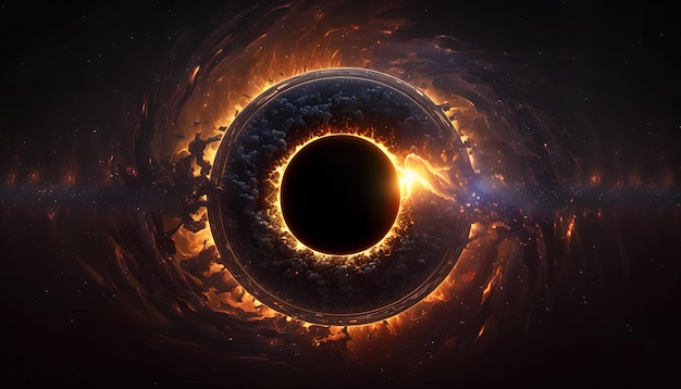 A black hole with a fireball in the center