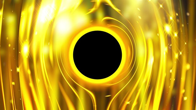 Black hole with gold backdrop computer generated 3d render