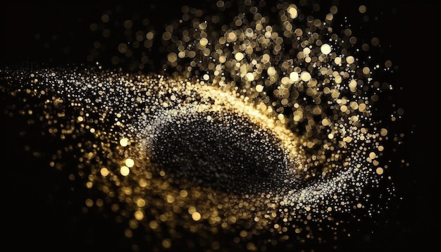 A black hole with gold glitters on it