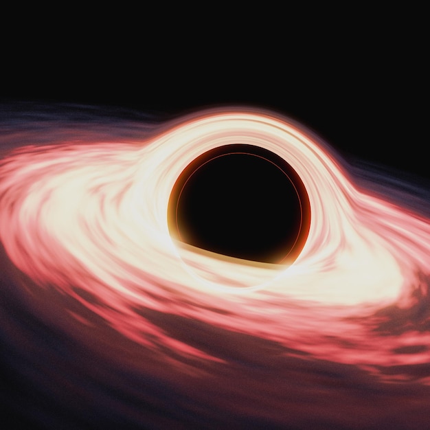 Photo a black hole with a red light at the bottom of it