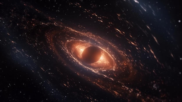 Black hole within the Milky Way galaxy swallowing up all the stars and planets destruction