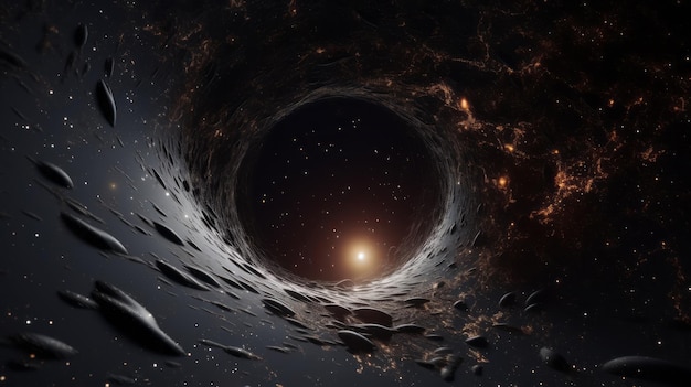 Black hole within the Milky Way galaxy swallowing up all the stars and planets destruction