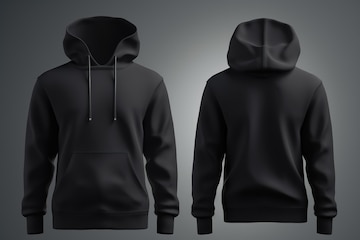 Premium Photo | Black hoodie with the front and back of the front and ...