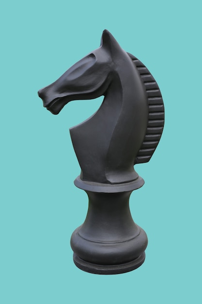 Black horse chess isolated on cyan background