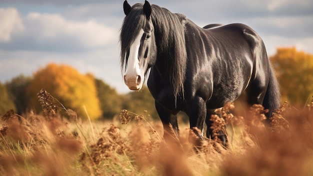 black horse HD 8K wallpaper Stock Photographic Image