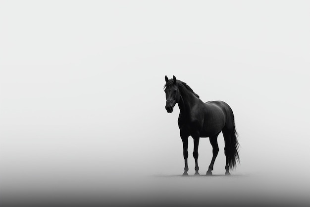 Black horse on isolated background