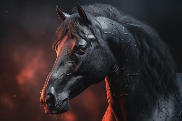 Black horse portrait Generate Ai