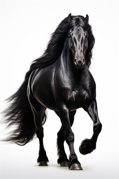 Photo a black horse on white background