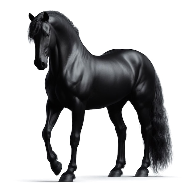 Photo black horse with isolated white background