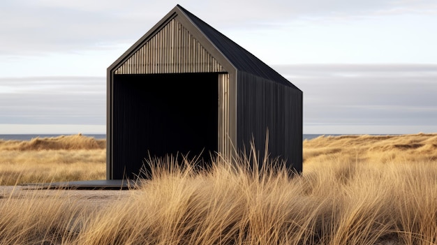 Photo black house with danish design and nautical detail