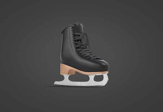 Black ice skates with blade mockup. Ice-skating boots for sportive extreme mock up.