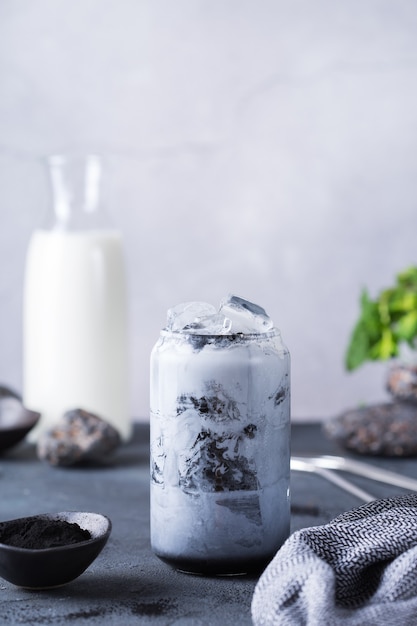 Black iced activated charcoal latte detox drink