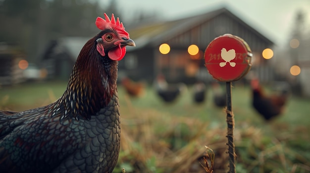 Photo a black icon of a poultry farm illustration