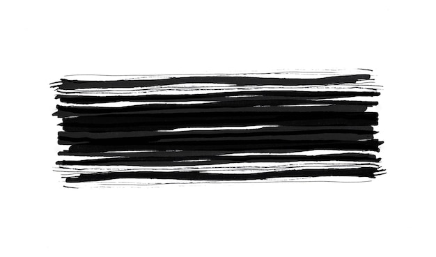 Фото Мазок кистью черные чернила на белом фоне. элемент дизайна.