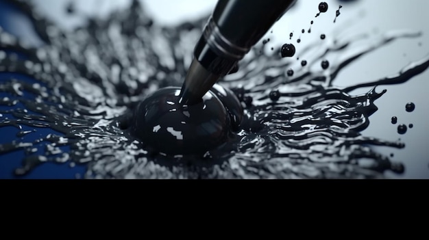 Black ink falling splash paint drop wallpaper picture AI generated art