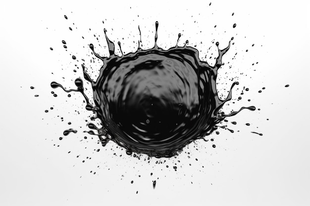 Photo black ink splash on white background