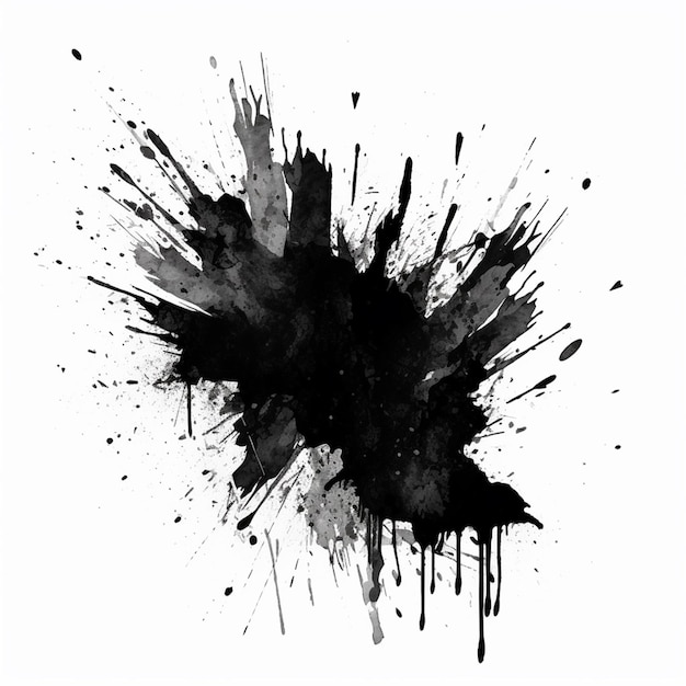 Photo black ink splat on a white background