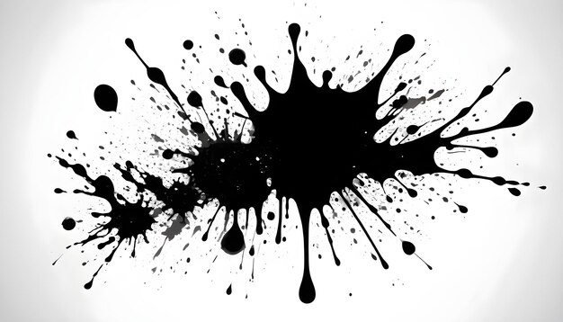 Black ink splattered with drops blots and stains isolated 2