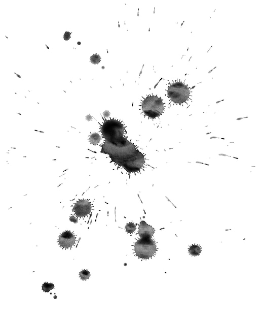 Photo black ink stains isolated on white background. can be used as a layer